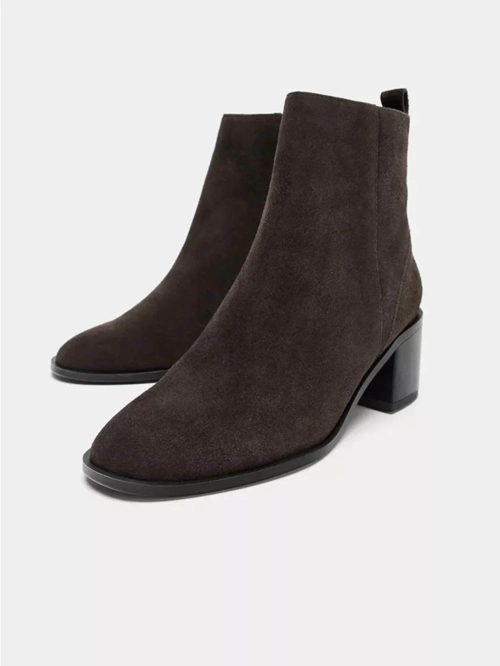 Zara cow leather Suede Ankle Boot in Dark Brown 9/40 POP